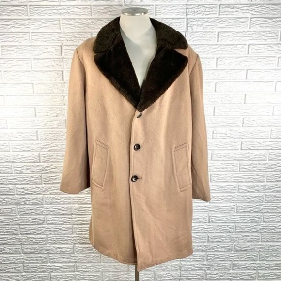 Vintage Zero King Made for Justers Wool Faux Fur Coat Size XL Extra Large